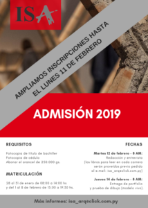 ISA – Admisión 2019